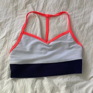 5 dancewear navy white and coral one strap top size adult small